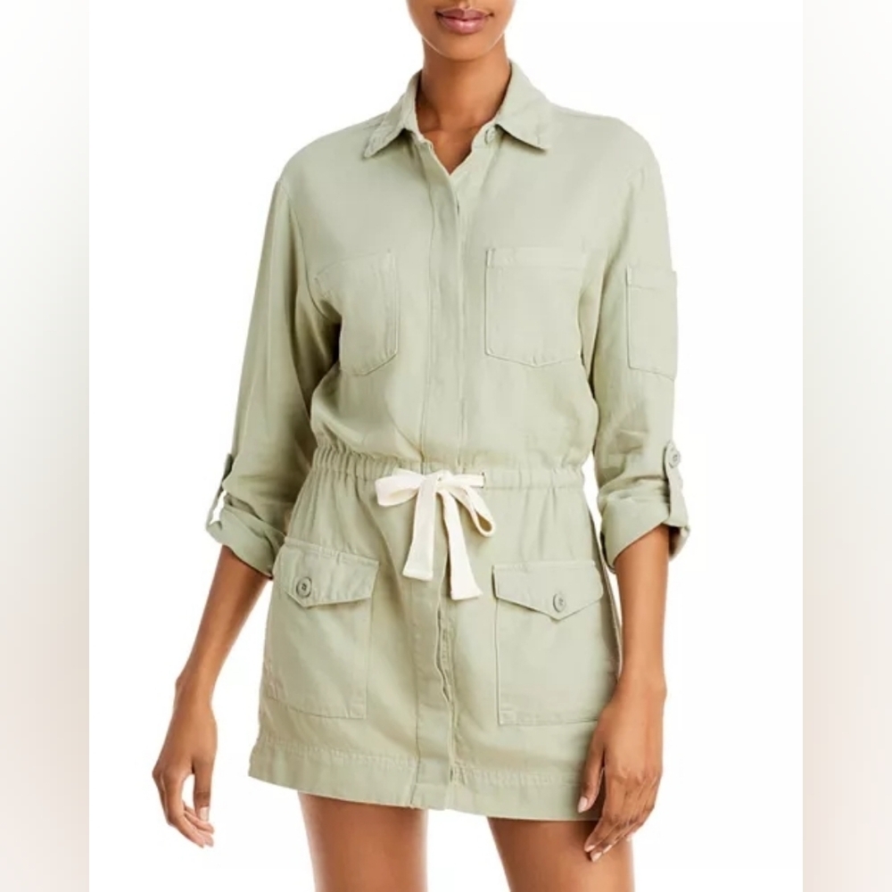 Monrow Twill Pocket Dress Light Olive Green